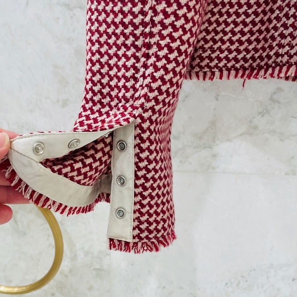 ARMANI {12} Jacket Cropped Dark Red Cream Fringe - Picture 7 of 14